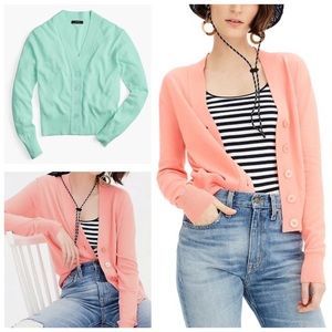 NWT J. Crew Retail Lightweight Cropped V-Neck Cardigan Mint Top Sweater S $69